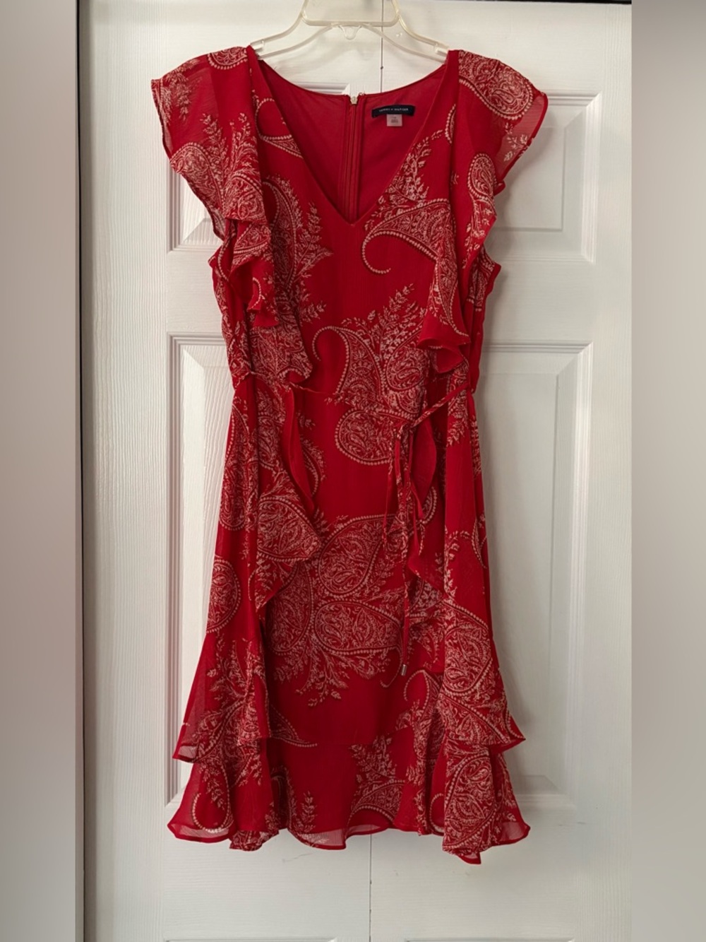 Tommy Hilfiger Red Paisley Ruffle Mini Dress - Picture 5 of 16